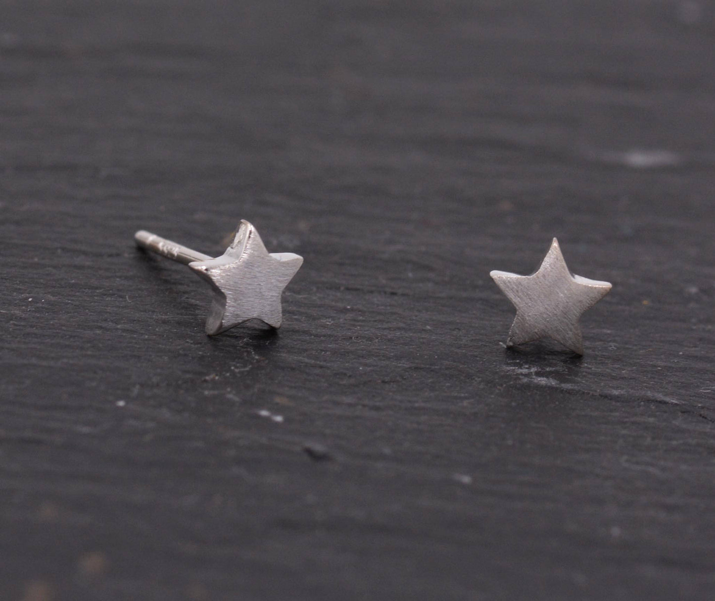 Sterling Silver Super Cute Dainty Little 3D Star Stud Earrings, Tiny and Discreet, Textured Finish, Fun and Sweet
