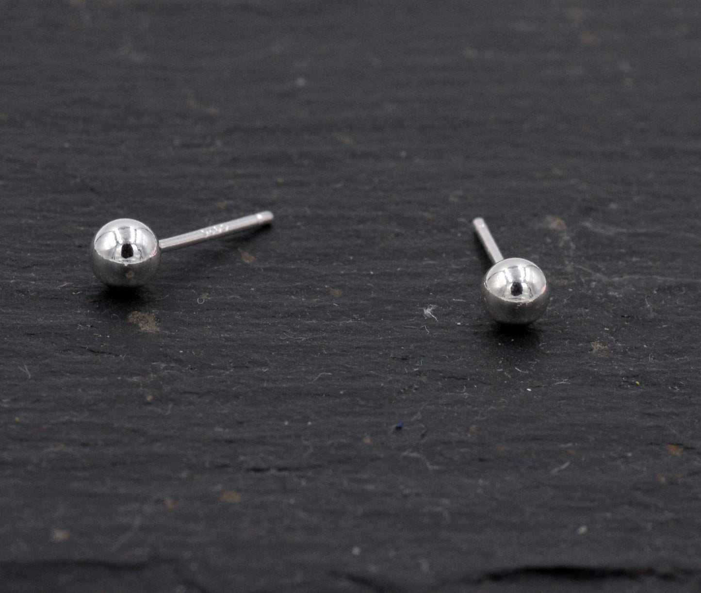 Sterling Silver Dainty Little Ball Circle Sphere Tiny Stud Earrings, Minimalist Geometric Design
