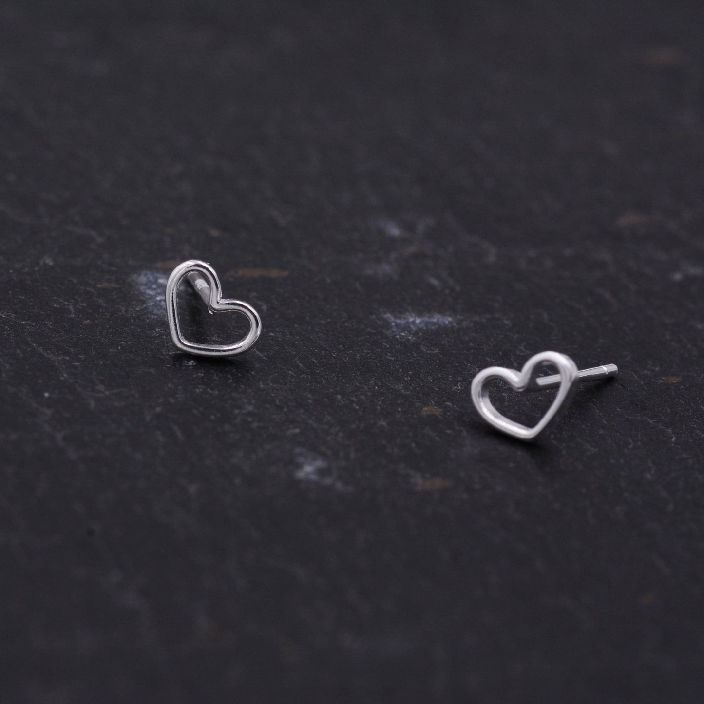 Sterling Silver Little Open Heart Stud Earrings, Cute, Fun, Minimalist, Simple and Elegant Jewellery