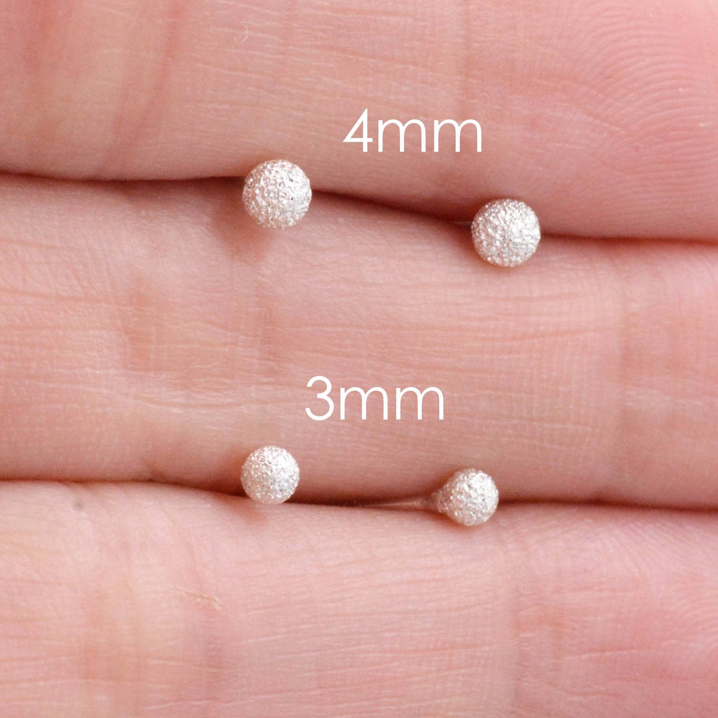 Frosted Sterling Silver Ball Tiny Stud Earrings  Textured Finish Simple Minimalist Everyday Style - Geometric Jewellery  O22