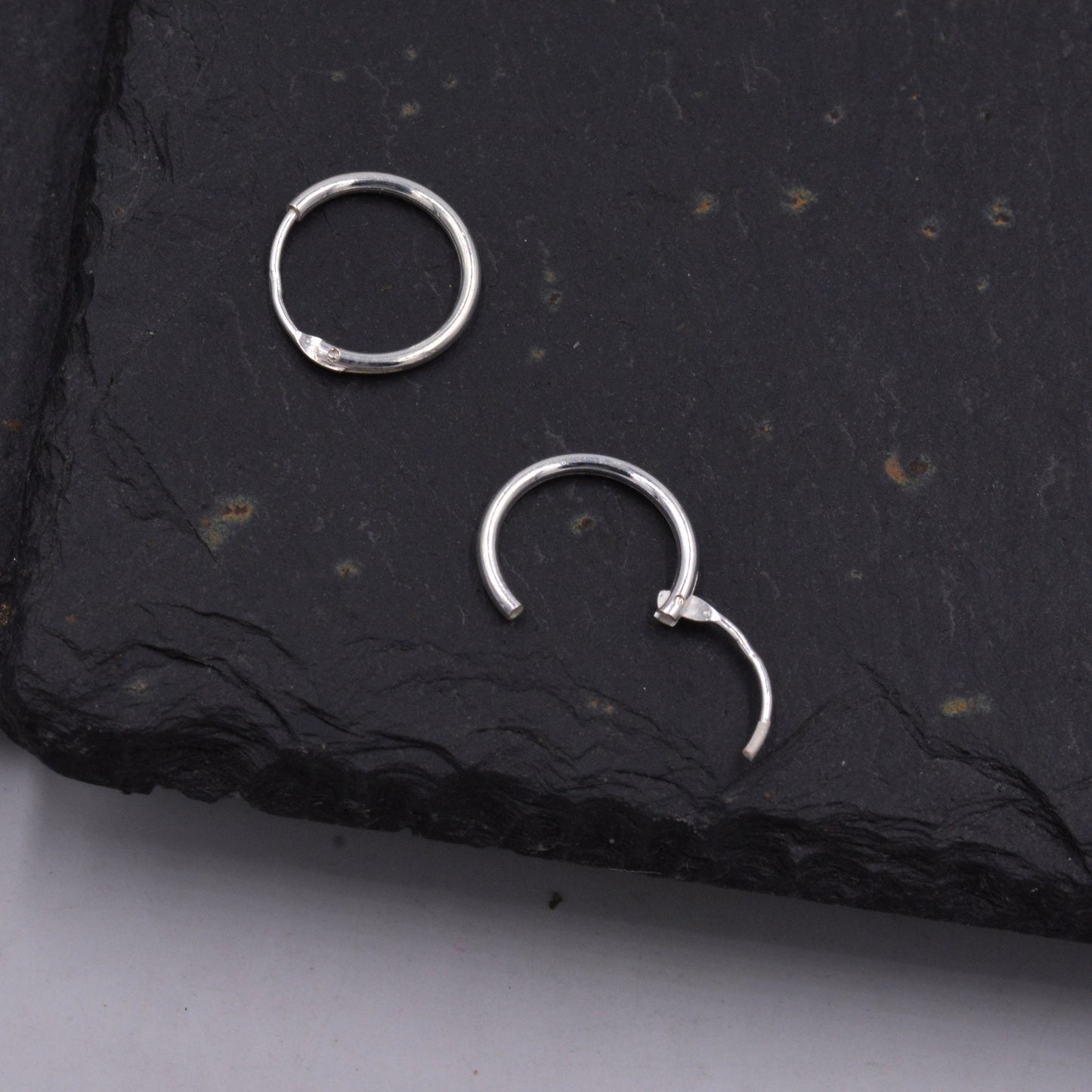 Geometric Small and Large Circle Hoop Earrings in Sterling Silver - Minimalist and Dainty Jewellery - Modern and Contemporary Design