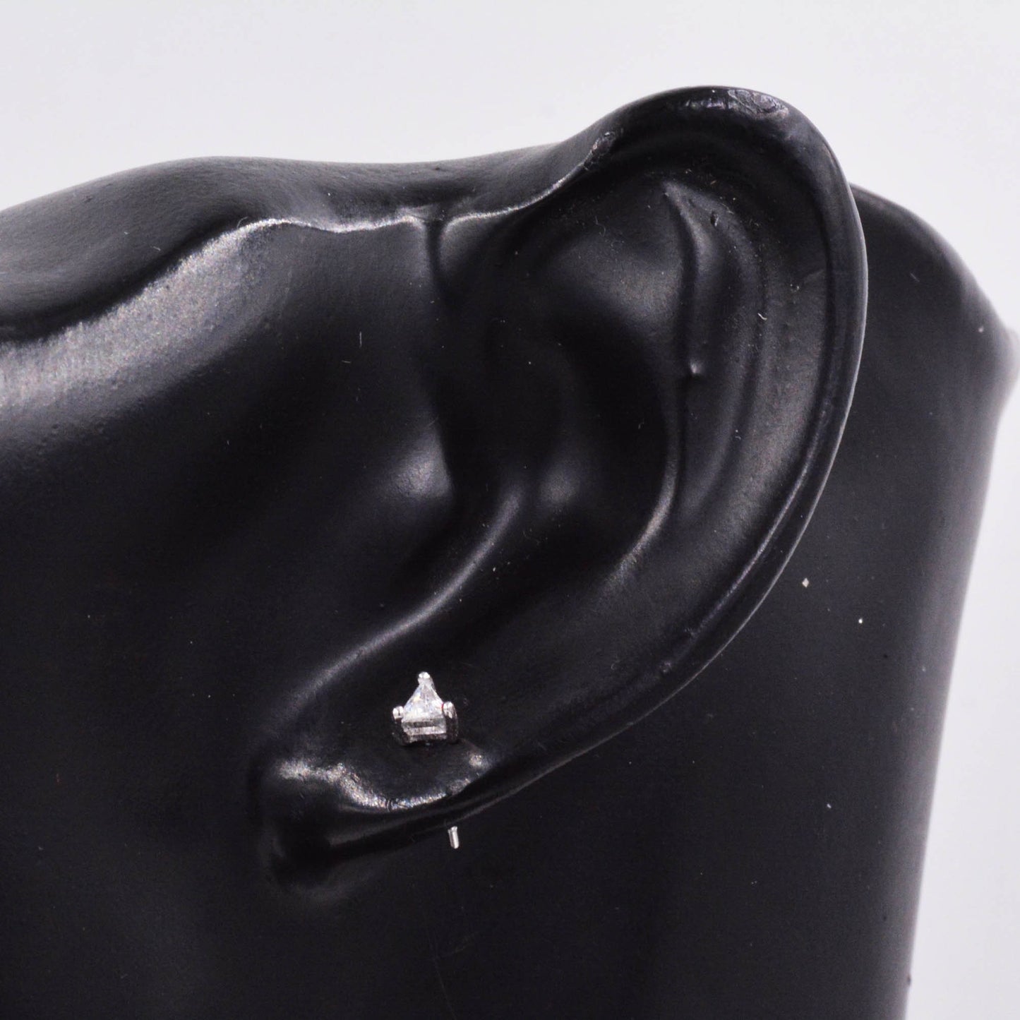 Sterling Silver Minimalist Triangle CZ Crystal Stud Earrings - Simple Geometric Design