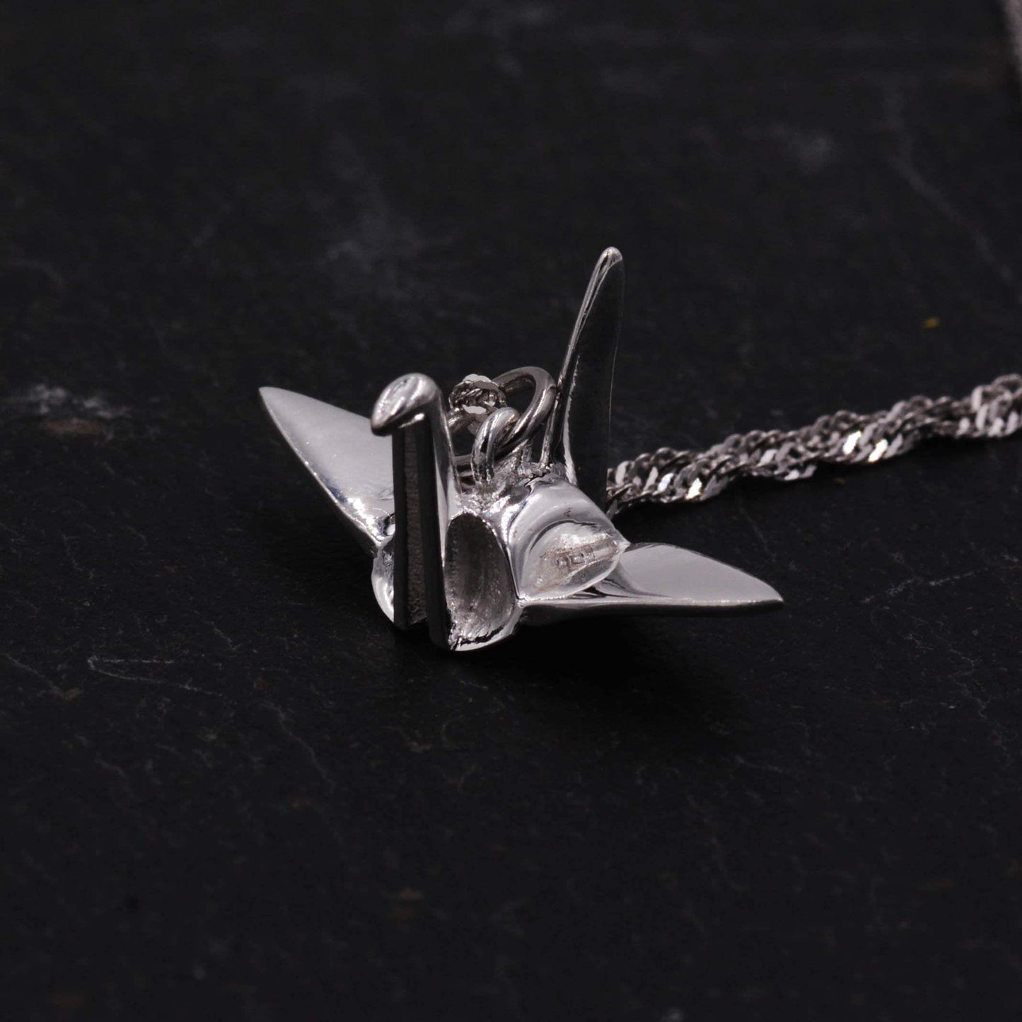 Sterling Silver Beautiful 3D Japanese Origami Crane Bird Pendant Necklace - Cute Fun and Quirky