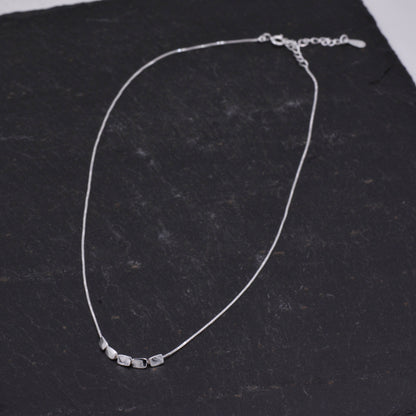 Sterling Silver Tiny Little Nuggets Choker Necklace - Adjustable Length,  14&#39;&#39; - 16&#39;&#39;  Simple and Elegant Jewellery