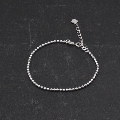 Sterling Silver Minimalist Skinny Ball Chain Delicate Bracelet and Anklet with Adjustable Chain, Silver or Gold