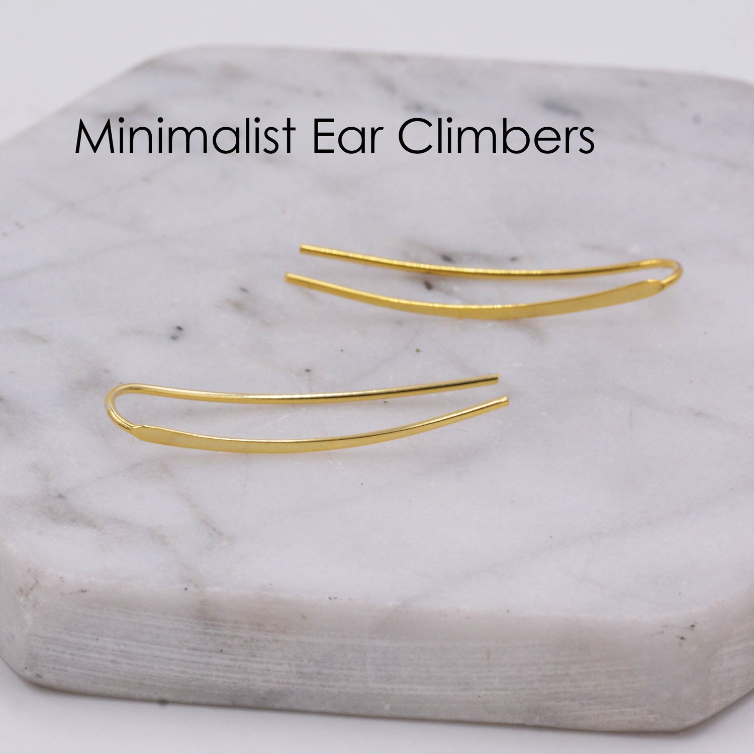 Sterling Silver Minimalist Bar Earrings Ear Climbers, Ear Crawlers, in Silver or Gold