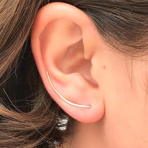 Sterling Silver Minimalist Bar Earrings Ear Climbers, Ear Crawlers, in Silver or Gold