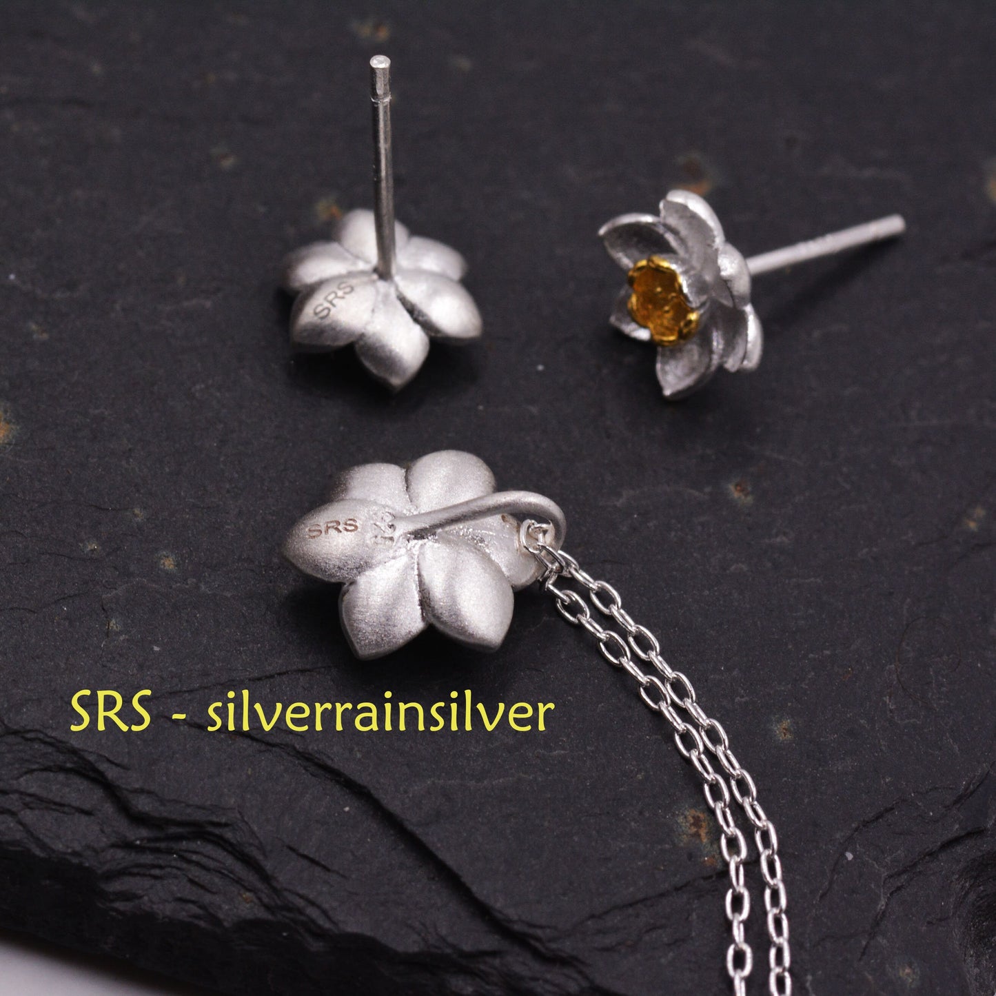 Sterling Silver Daffodil Flower Jewellery, Pretty and Cute Blossom Flower Stud Earrings , with Partial 18ct Gold Plating
