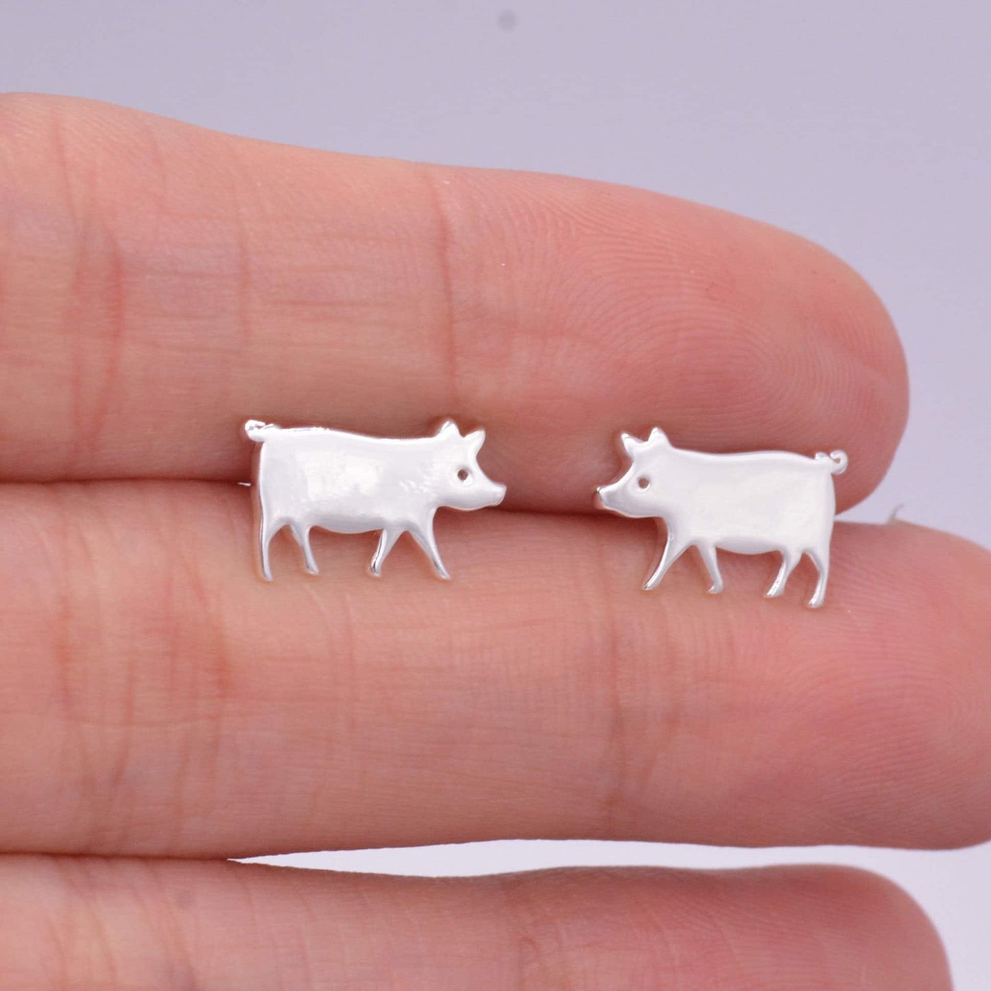 Pig Stud Earrings in Sterling Silver, Cute Fun Quirky, Jewellery Gift for Her, Animal Lover, Nature Inspired, Pigs Can Fly Stud