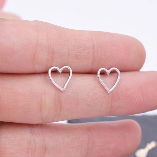 Sterling Silver Open Heart Stud Earrings, Cute, Fun, Minimalist, Simple and Elegant Jewellery E70