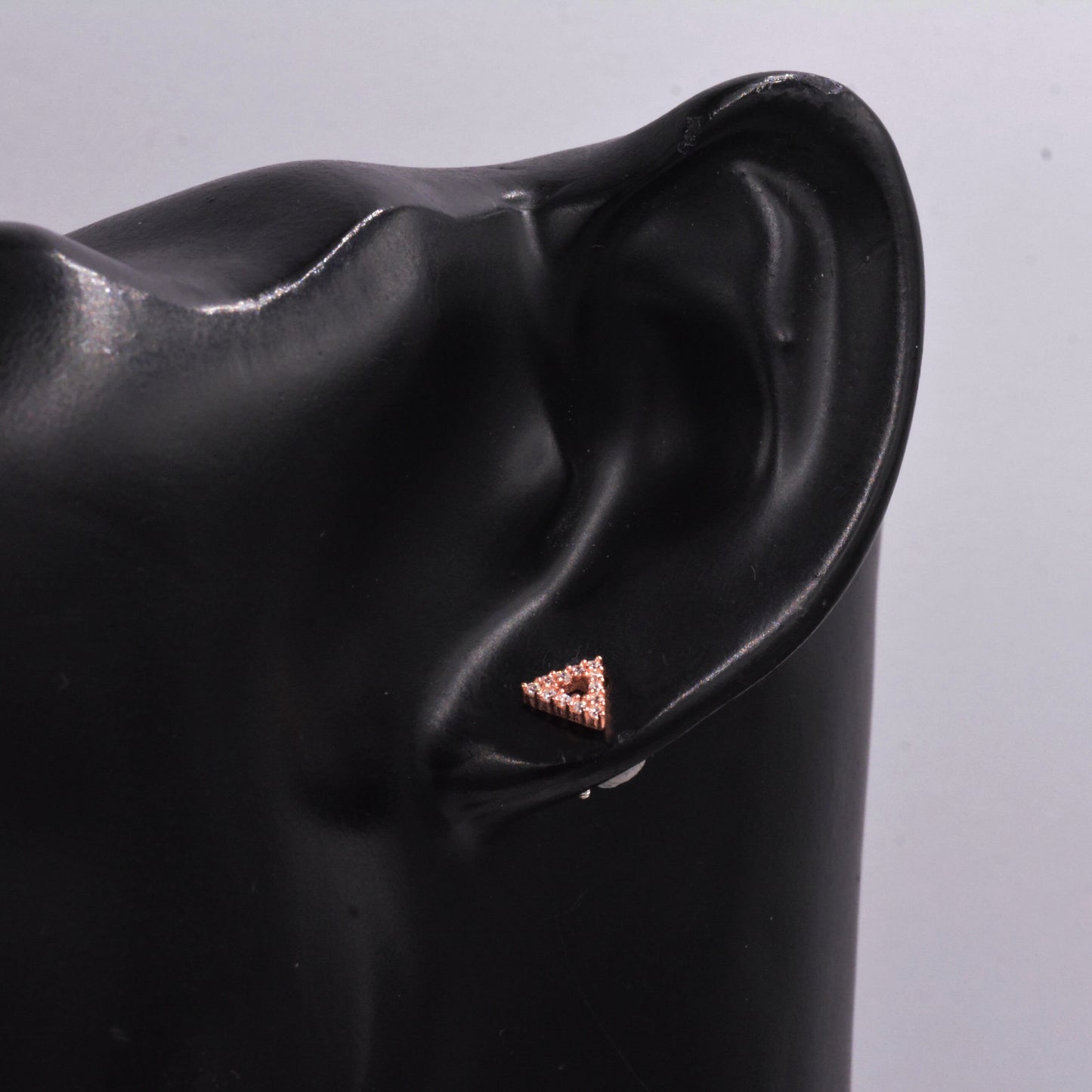 Small Pair of Open Triangle Stud Earrings in Sterling Silver, Rose Gold, Silver, Screw Back Earrings - helix, cartilage, conch, tragus