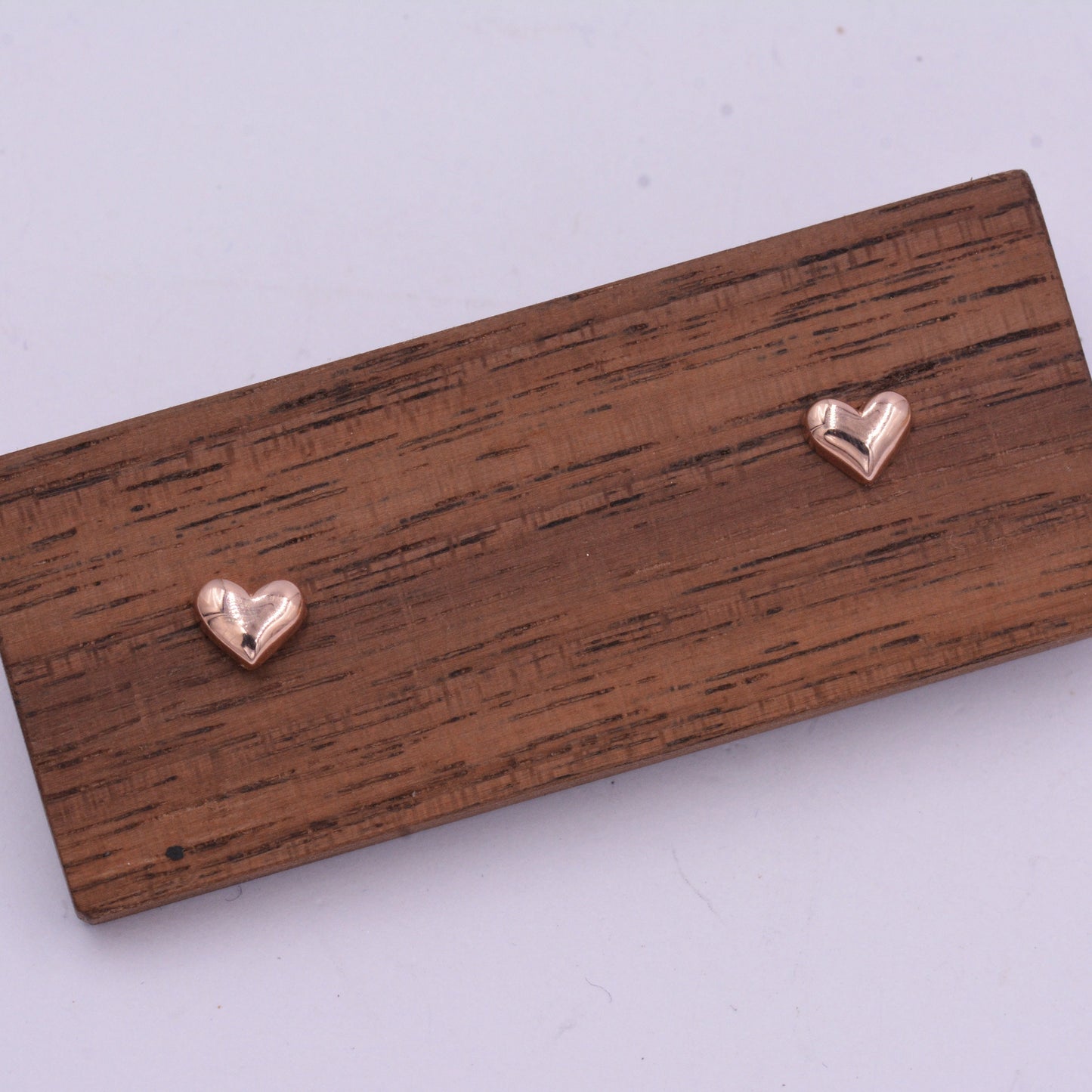 Small Pair of Heart Stud Earrings in Sterling Silver, Simple Stud, Silver and Rose Gold, Minimalist and Stylish