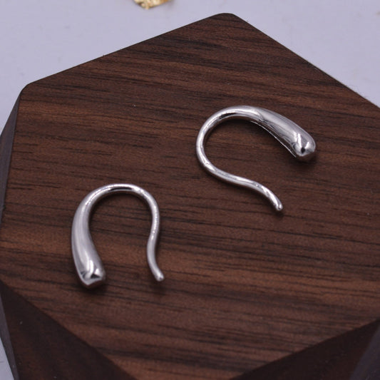 Sterling Silver Droplet Hook Earrings, Organic Shaped Drop Earrings, Minimalist Everyday Style