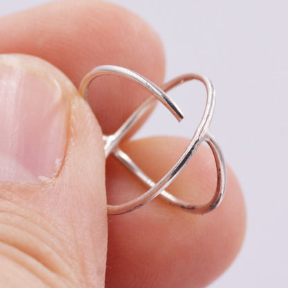 Circle Halo Stud Earrings in Sterling Silver, Geometric Threader Pull Through Earrings,