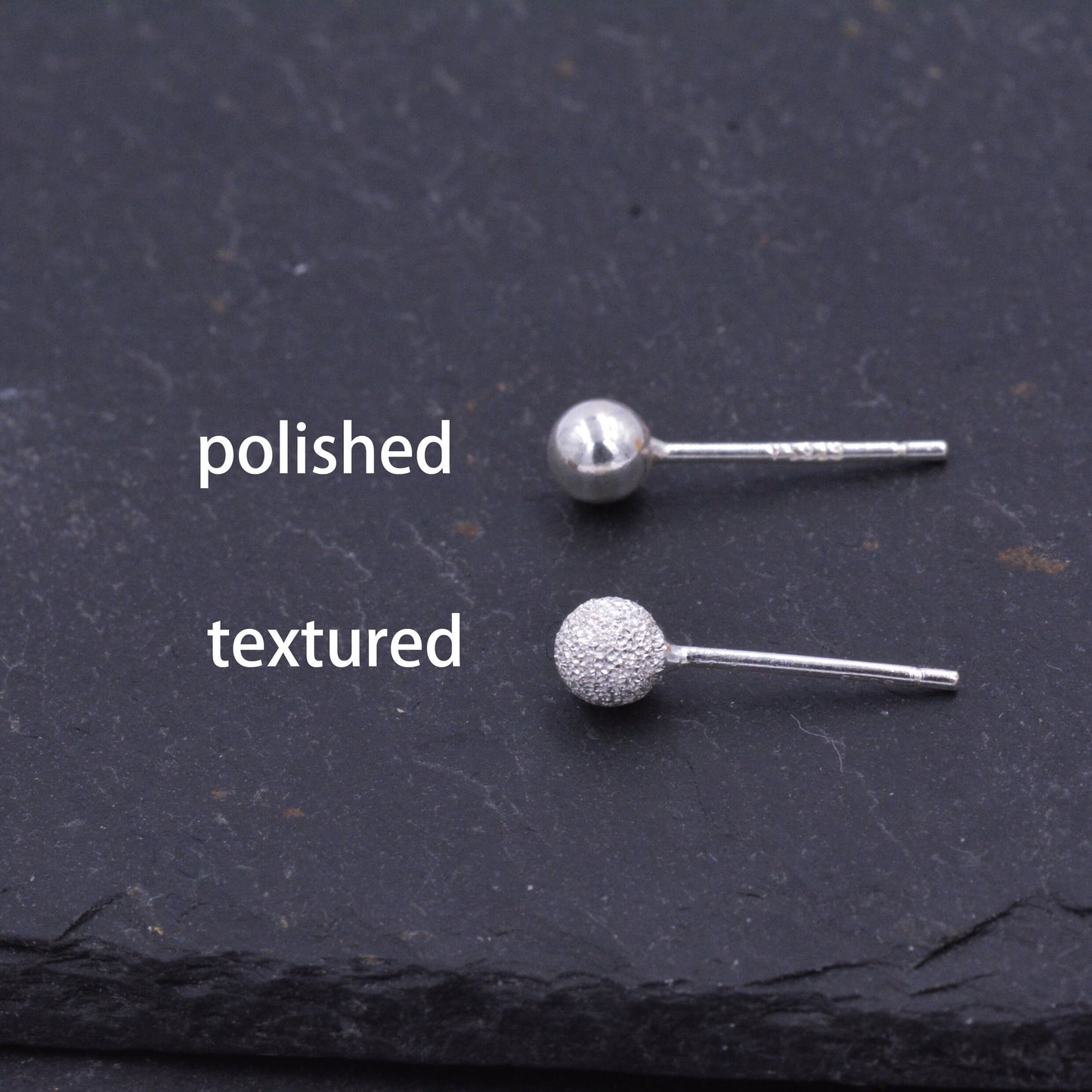 Sterling Silver Dainty Little Ball Circle Sphere Tiny Stud Earrings, Minimalist Geometric Design