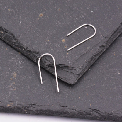 Sterling Silver Minimalist Curved Bar Ear Wire Earrings, Minimalism U Shape Ear Jacket, U-Shape Geometric Simple Contemporary and Modern L65