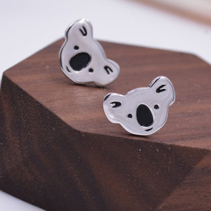 Koala Bear Stud Earrings in Sterling Silver,  Cute Fun Quirky Animal Jewellery, Jewelry Gift for Her, Animal Lover,  Nature Inspired