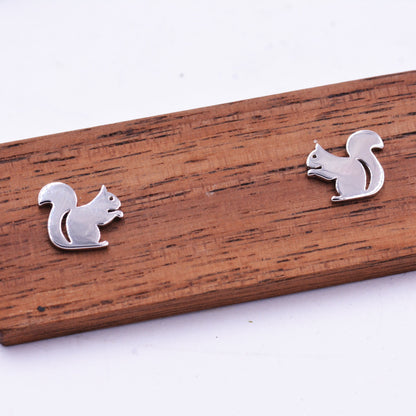 Squirrel Stud Earrings in Sterling Silver, Cute Fun Quirky, Gift for Her, Animal Lover, Nature Inspired D11