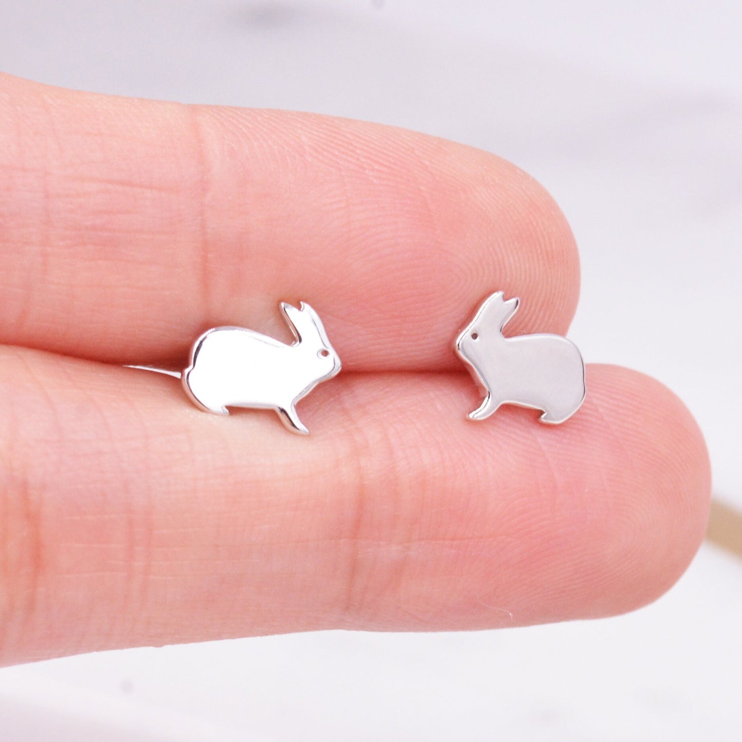Sterling Silver Bunny Rabbit Stud Earrings, Cute and Quirky Jewellery, Nature, Animal Earrings