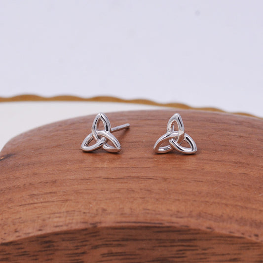Sterling Silver Small Trinity Knot Stud Earrings, Celtic Irish Trinity Infinity Jewellery