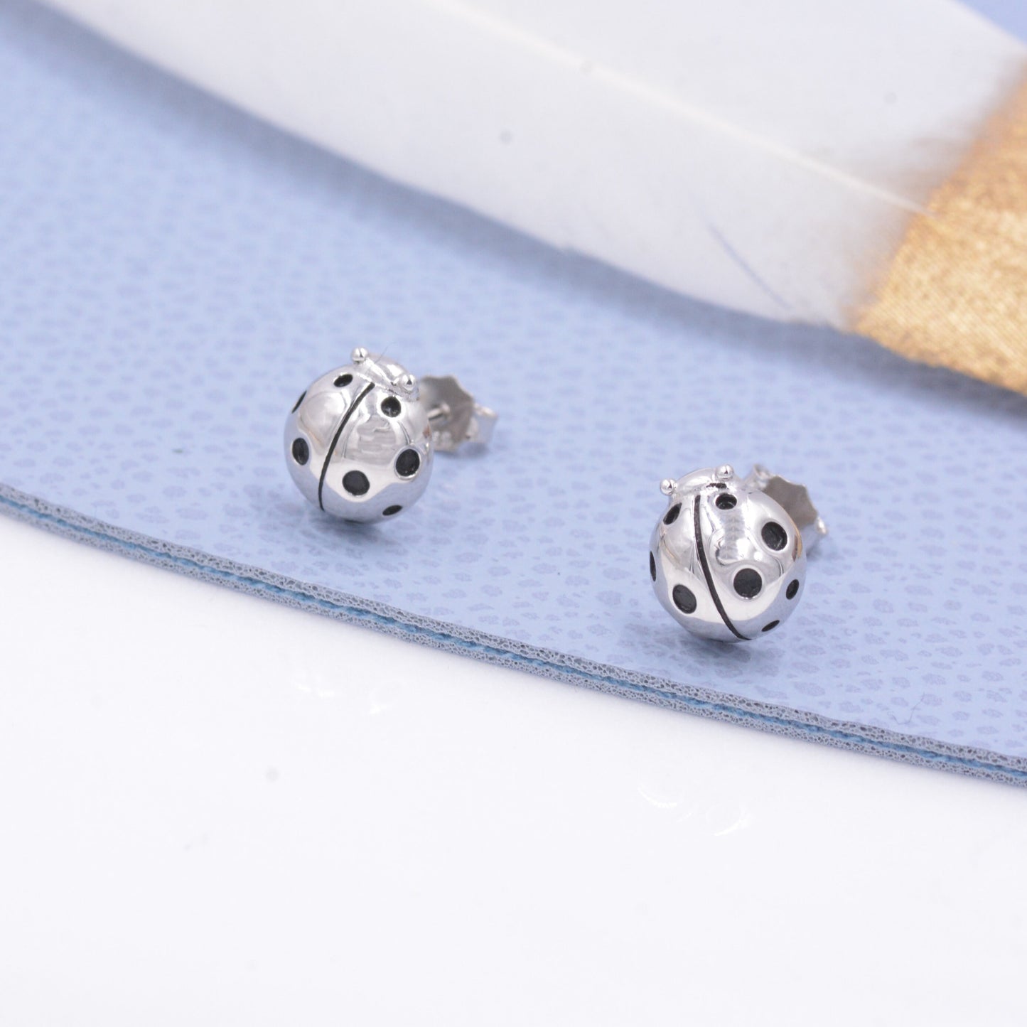 Sterling Silver Ladybird Stud Earrings, Animal Earrings, Cute and Quirky Q13