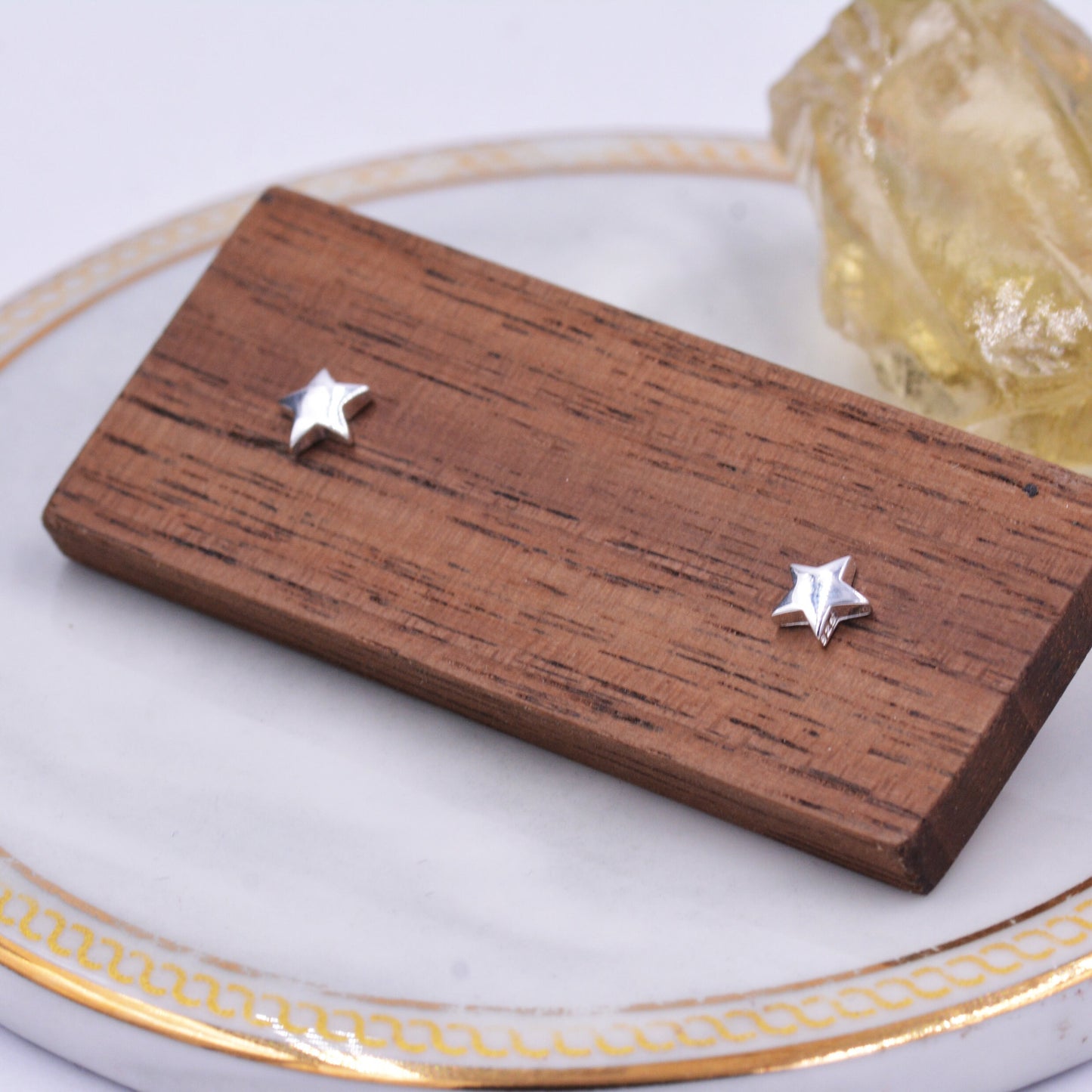 Sterling Silver Very Tiny Little Star Stud Earrings, Barely Visible, Minimalist, Geometric, Cute and Fun Jewellery D84