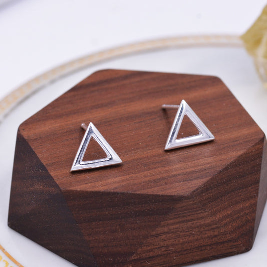 Sterling Silver Triangle Minimalist Geometry Stud Earrings -  Geometric Jewellery