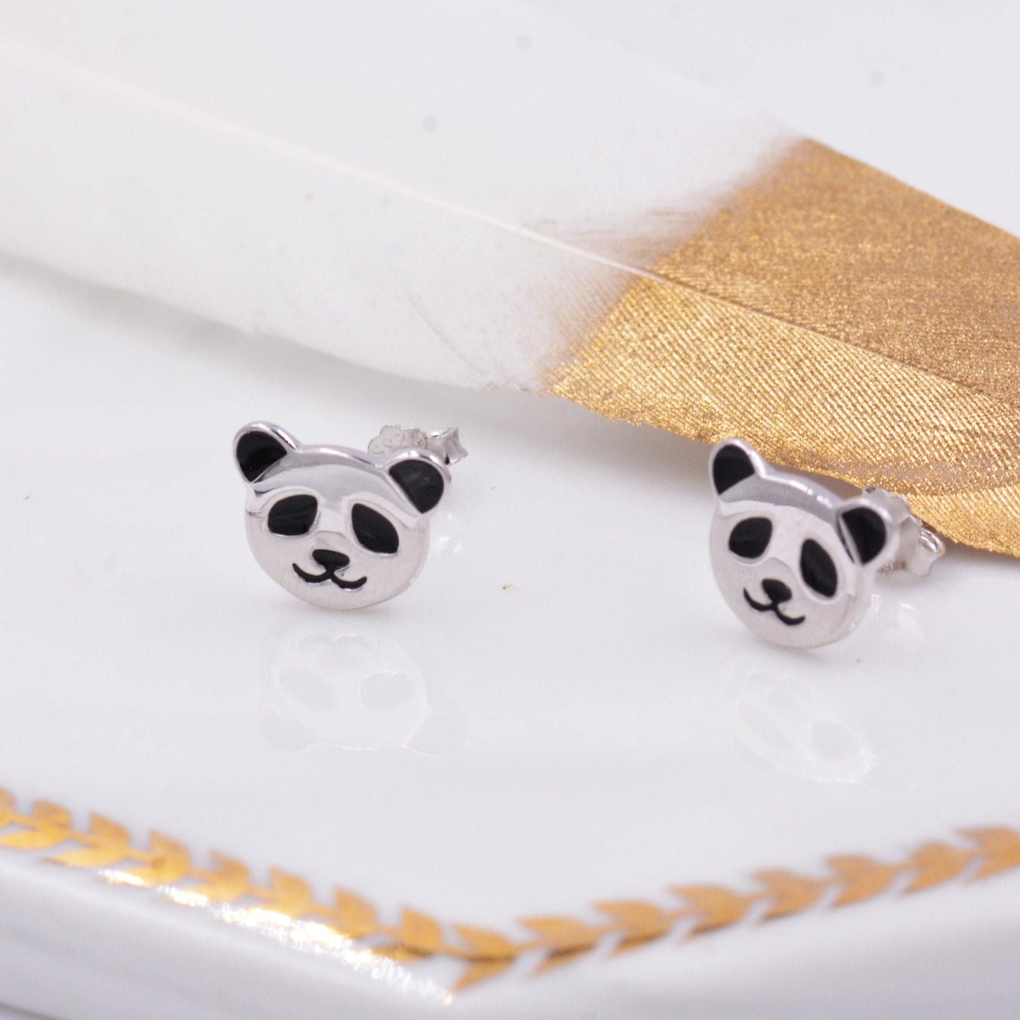 Sterling Silver Panda Bear Stud Earrings, Cute and Quirky Jewellery, Nature, Animal Earrings