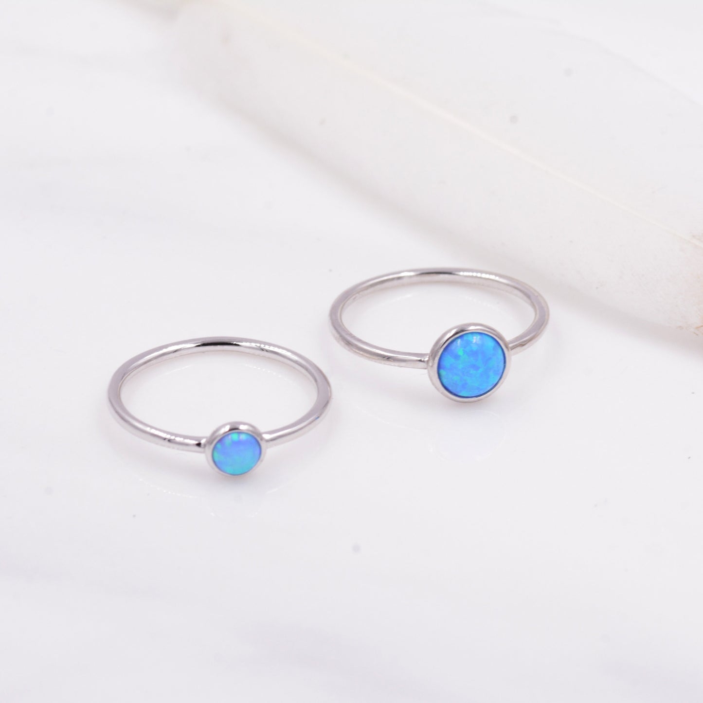 Sterling Silver Opal Ring,  US Size 6 7 8, Skinny Stacking Ring, Midi Ring, Minimalist Geometric Ring