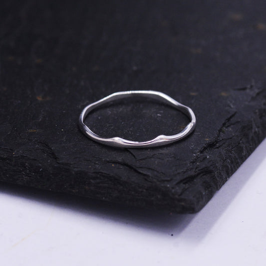 Sterling Silver Ripple Ring, Very Skinny Delicate Ring Band, Stacking Ring US 5-8, Wave Ring