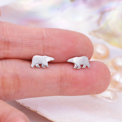 Sterling Silver Polar Bear Stud Earrings, Animal Earrings, Cute and Quirky