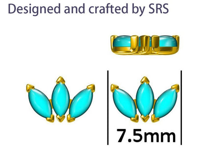 Sterling Silver Blue Opal Marquise Cluster Stud Earrings, Marquise Fan Stud, Opal Crown Stud, Gold or Silver, Minimalist Geometric Design