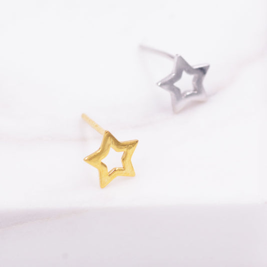 Sterling Silver Little Open Star Cutout Stud Earrings, Cute and Fun Jewellery , Celestial Jewellery