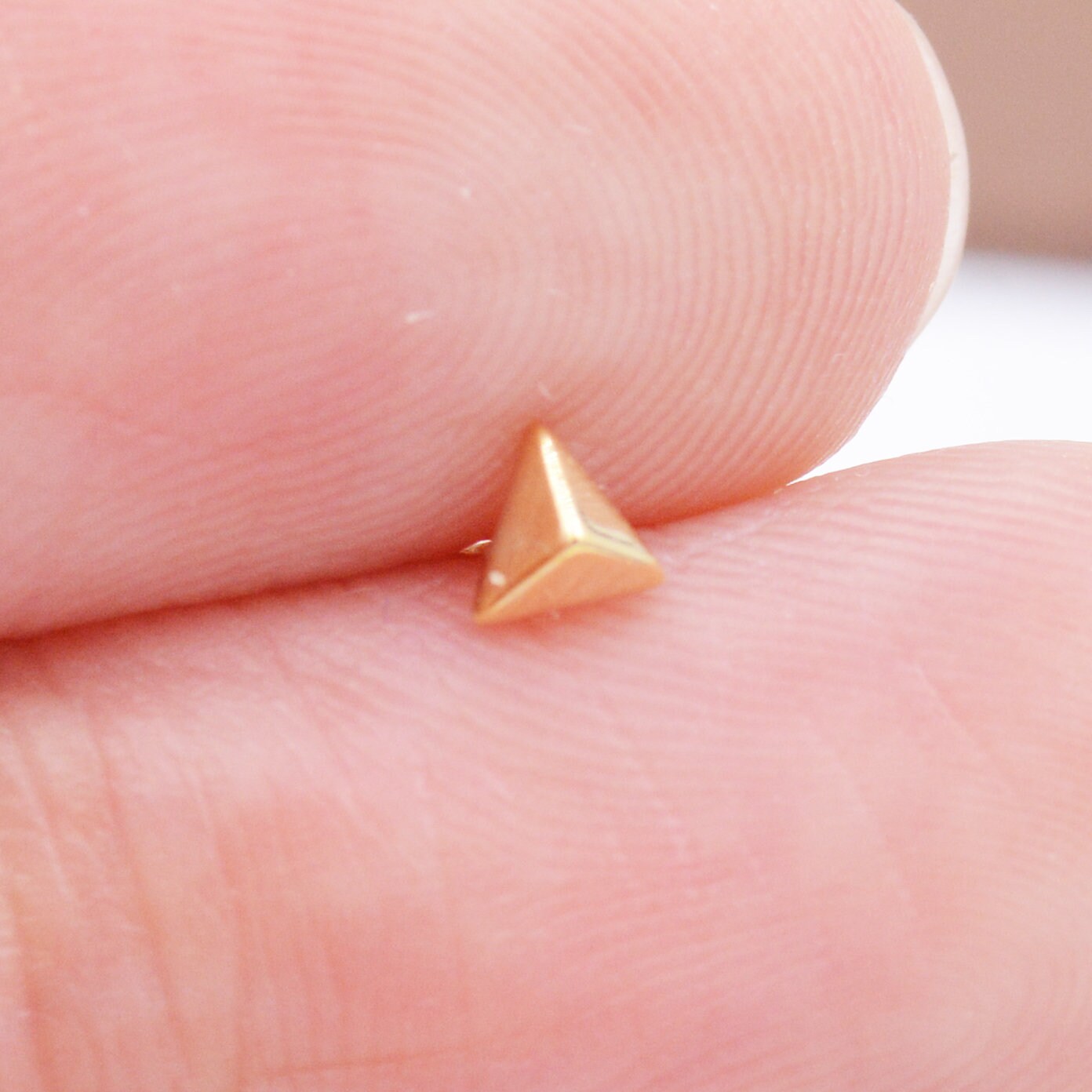 Extra Tiny Pyramid Spike Stud Earrings in Sterling Silver, Teeny Weeny Triangle Stud, Silver or Gold