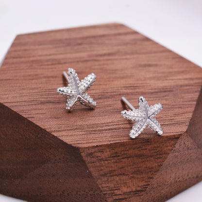 Little Star Fish Stud Earrings in Sterling Silver, Cute Sea Star Stud, Starfish Earrings, Nature Inspired Design
