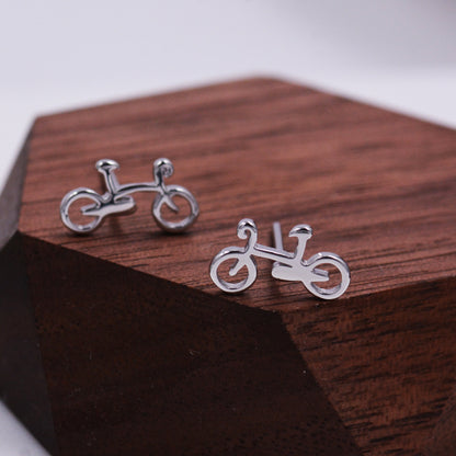 Little Bike Stud Earrings in Sterling Silver, Cute Bicycle Stud, Cute and Quirky Stud Earrings