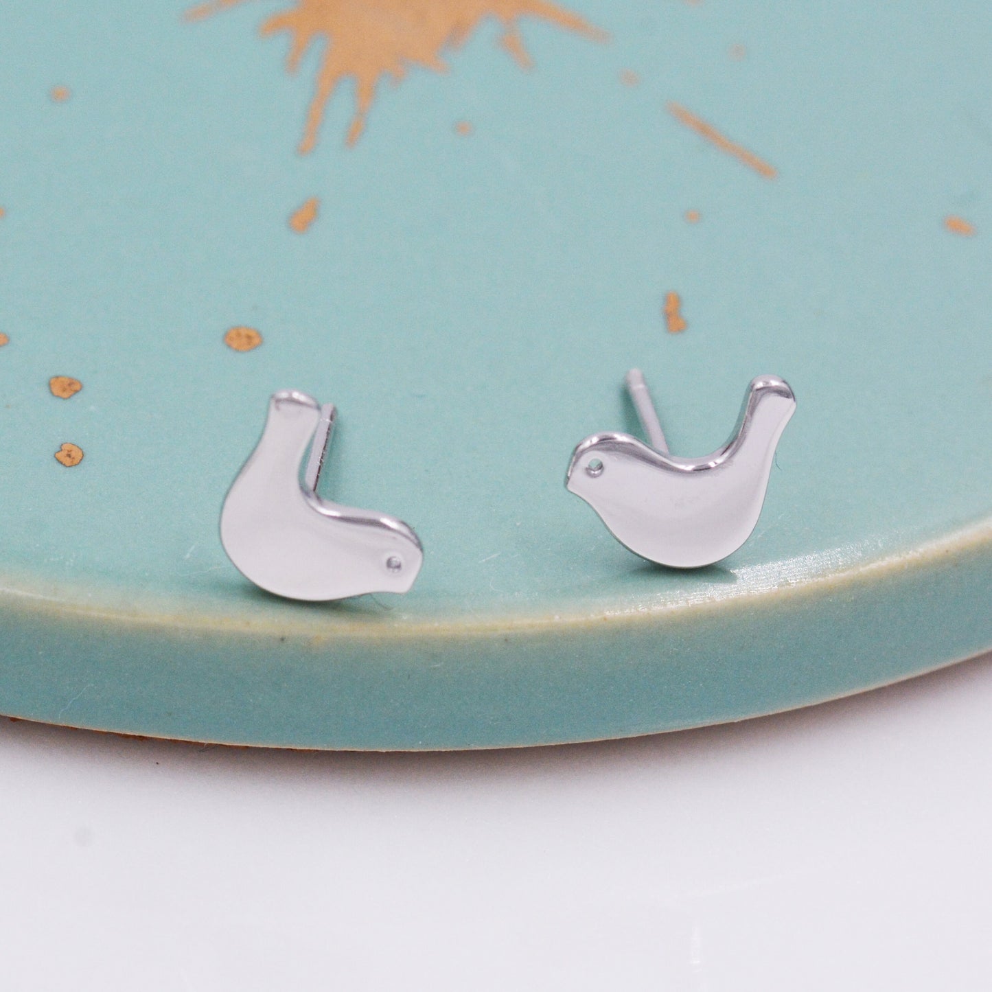 Little Dove Bird Stud Earrings in Sterling Silver, Cute Bird Stud, Fun and Quirky Stud Earrings