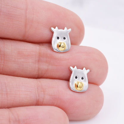 Reindeer stud earrings in Sterling Silver, Rudolph Earrings, Deer Earrings, Christmas Earrings