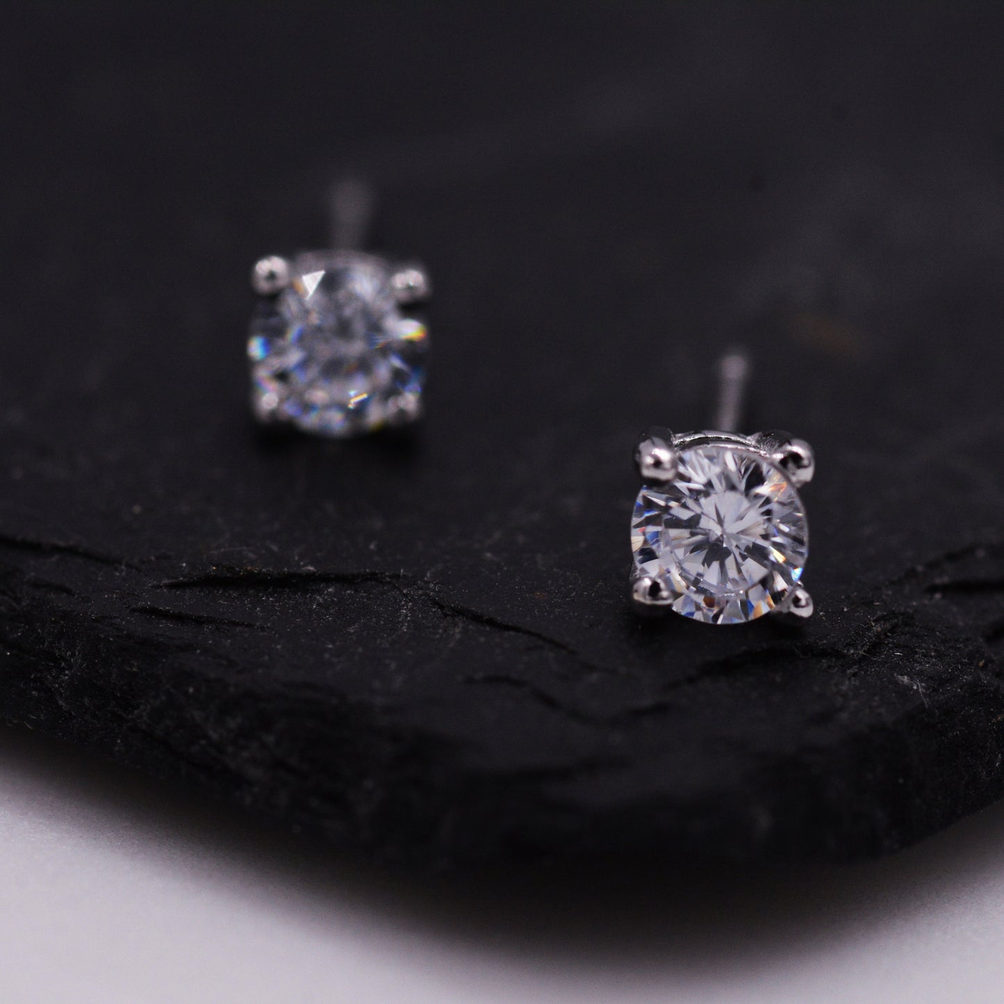 Sterling Silver Tiny Little Stud Earrings, Barely Visible, Extra Small CZ Stud, Stacking Earrings, Cubic Zirconia Crystal
