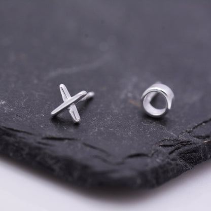 Sterling Silver xoxo Kiss and Hugs Tiny Stud Earrings, Silver, Gold and Rose Gold, Cute and Fun Jewellery