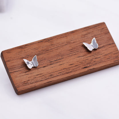 Butterfly Stud Earrings in Sterling Silver, Cute Dainty Minimal Jewellery