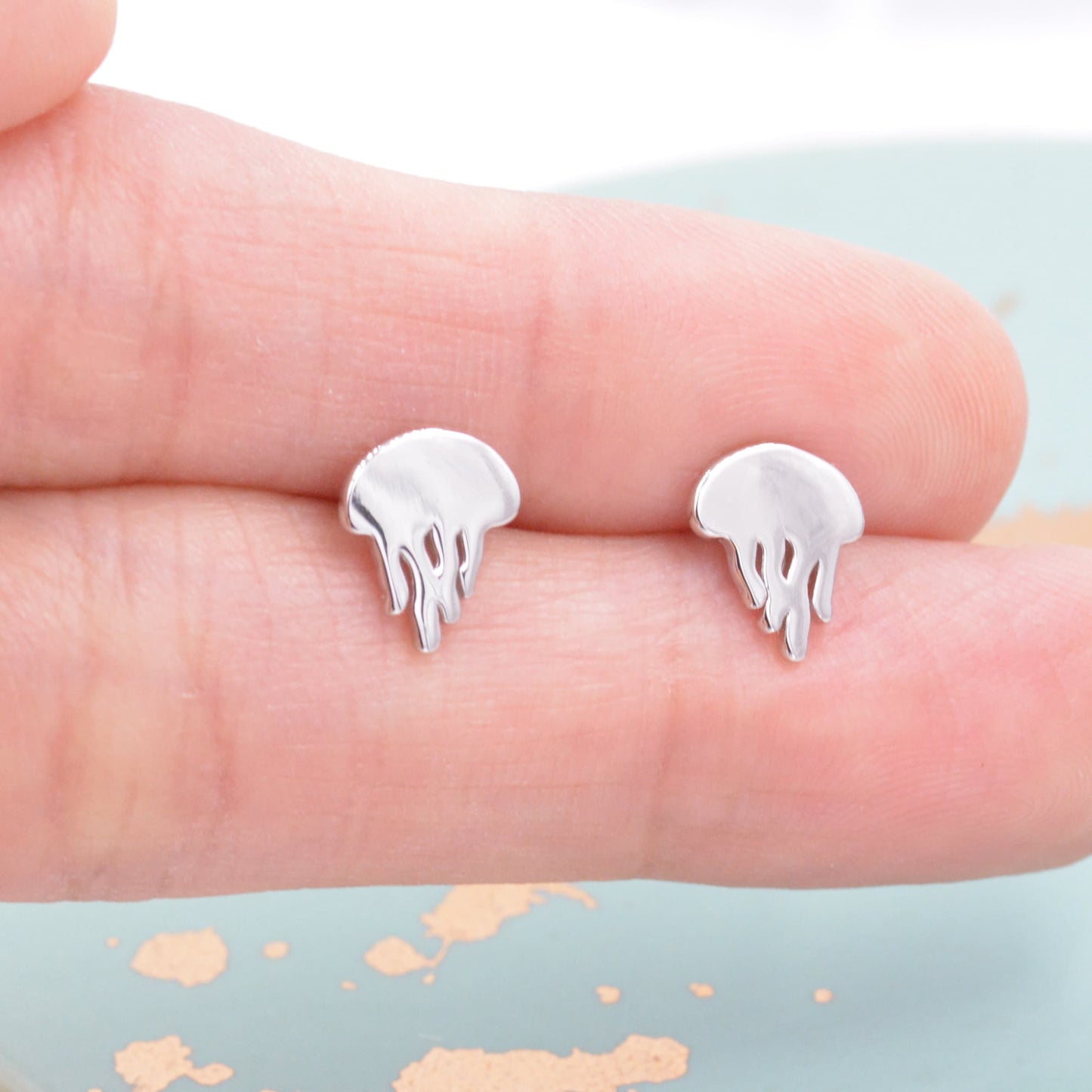 Cute Jellyfish Stud Earrings in Sterling Silver, Cute Dainty Animal Stud, Fish Earrings, Ocean Theme Jewellery