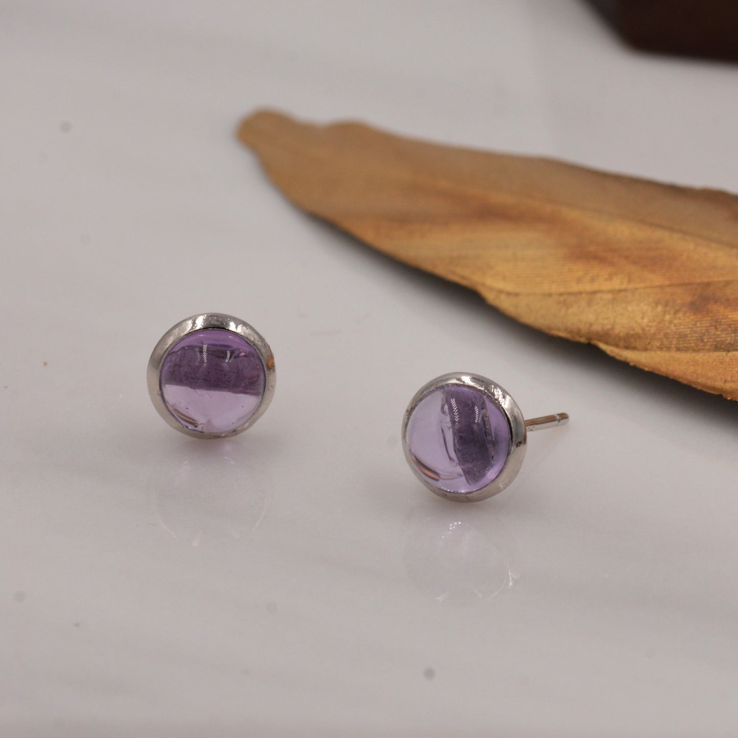 Natural Amethyst Stud Earrings in Sterling Silver, 6mm Amethyst, Lilac Purple, Light Purple, Genuine Gemstone, Minimalist