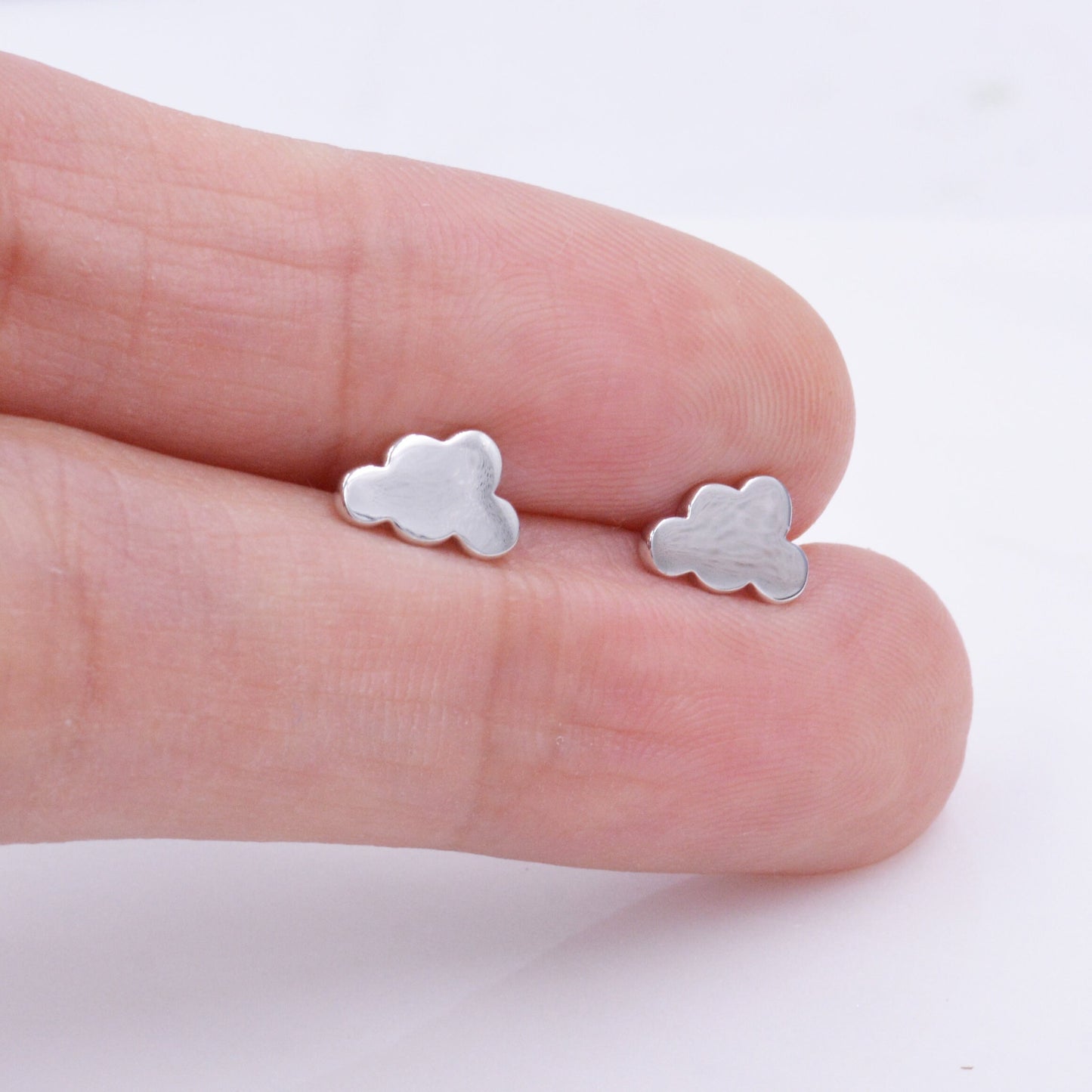Sterling Silver Little Cloud Stud Earrings, Cute and Quirky Jewellery, Silver Lining Earrings L24