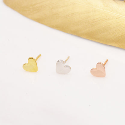 Tiny Heart Stud Earrings in Sterling Silver, Silver, Gold or Rose Gold, Dainty Little Heart Stud, Tiny Heart Stud