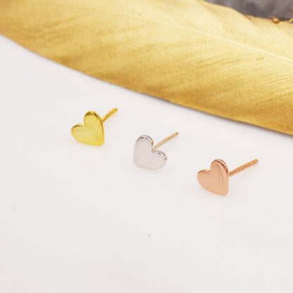 Tiny Heart Stud Earrings in Sterling Silver, Silver, Gold or Rose Gold, Dainty Little Heart Stud, Tiny Heart Stud