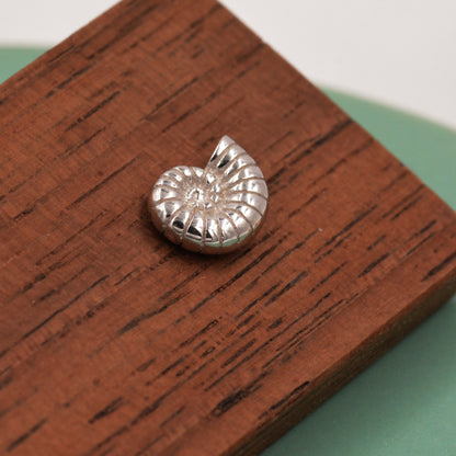 Sterling Silver Ammonite Shell Stud Earrings - Cute   Fun, Whimsical - Sea Ocean Theme - Nature Inspired