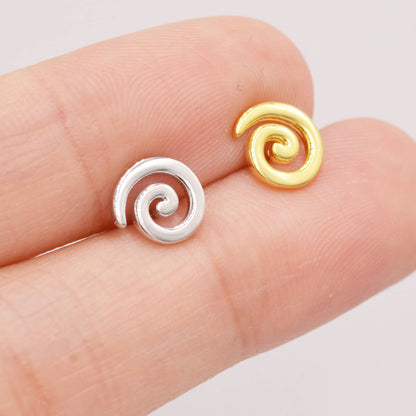 Koru Circle Spiral Stud Earrings in Sterling Silver - Infinity Swirl Earrings - New Zealand M?ori Art Stud Earrings  - Kiwi Circle