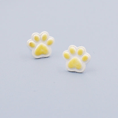 Cute Paw Print Stud Earrings in Sterling Silver - Dog Paw, Cat Paw Stud Earrings - Frosted Finish - Pet Lover - Cute,  Fun, Whimsical