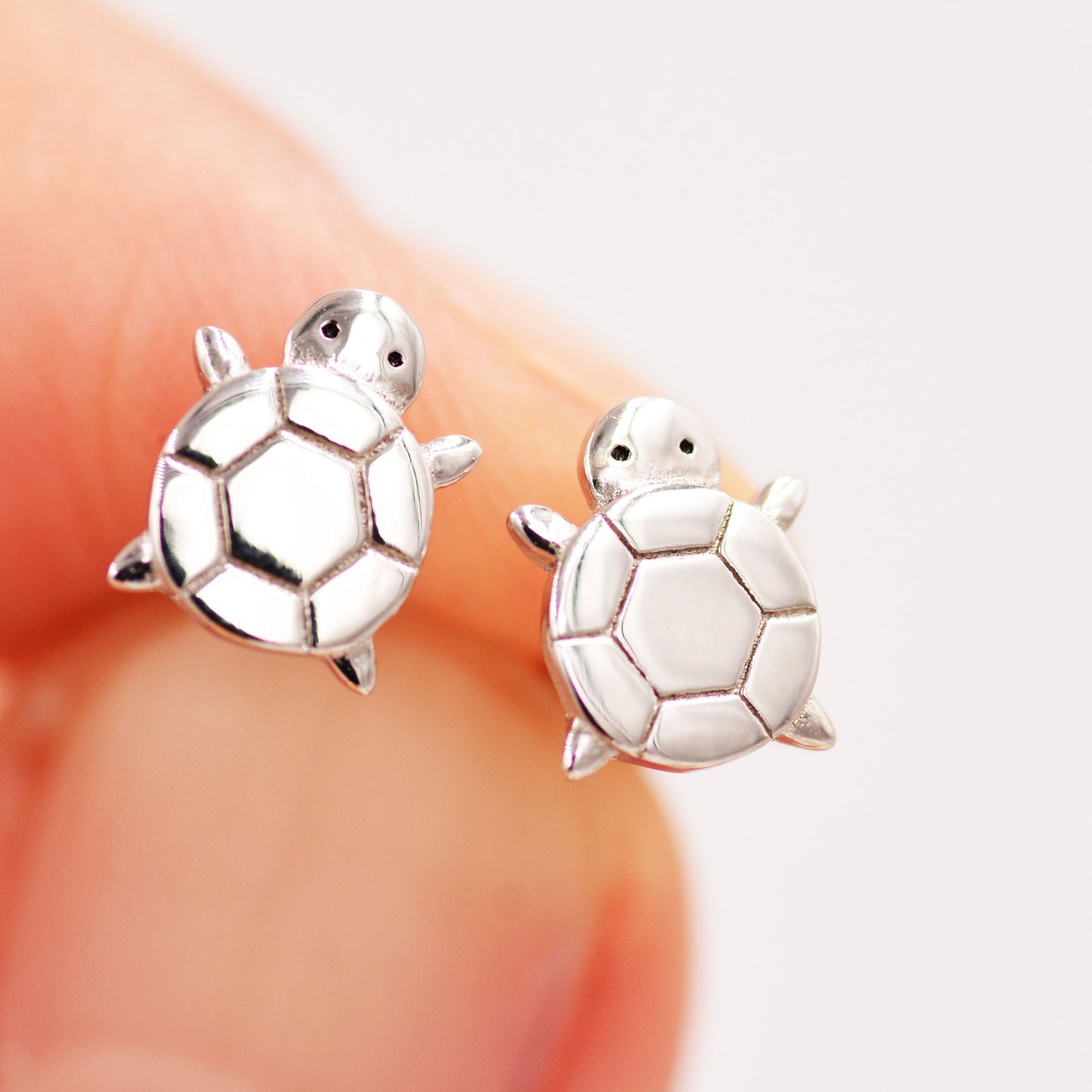 Cute Little Turtle Stud Earrings in Sterling Silver - Animal Stud Earrings  - Nature Inspired  - Cute,  Fun, Whimsical